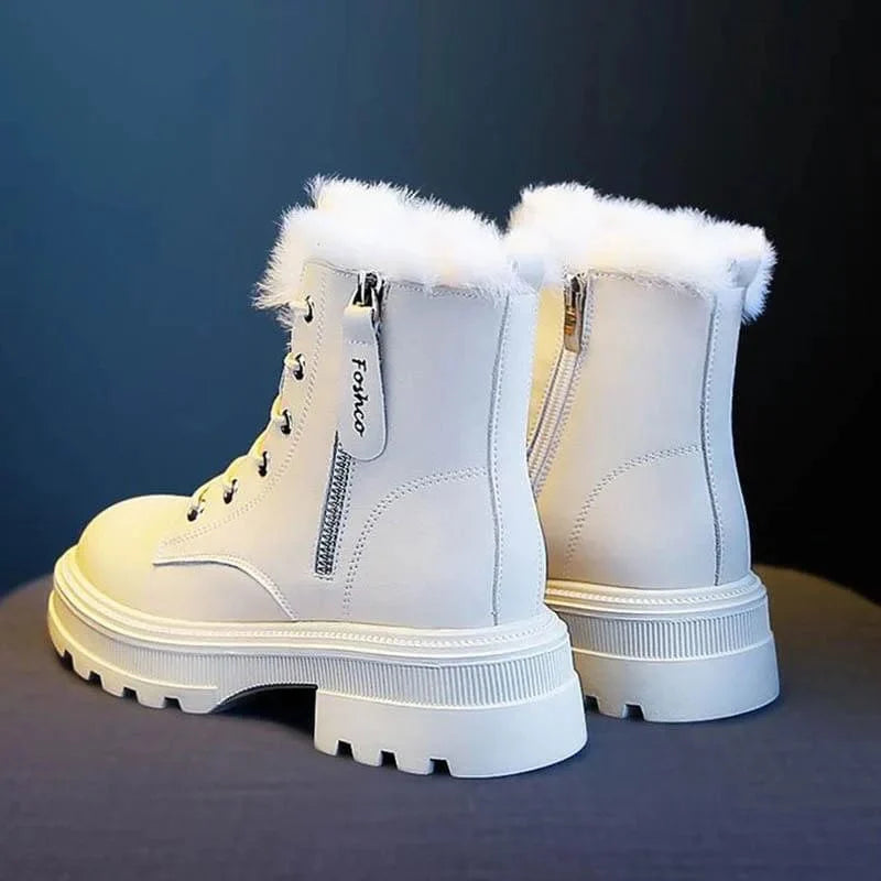 נעלי טרקטור "Martin" קטיפה עם רוכסן צד ופרווה מלאכותית - נעלי אביגיל