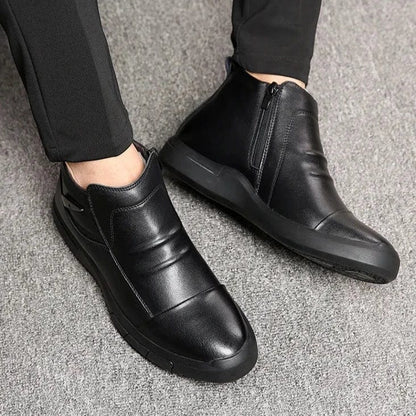 מגפי עור "פרנצ'סקו" עם פרווה לחורף - נעלי אביגיל