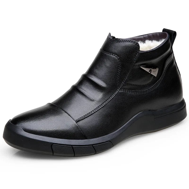 מגפי עור "פרנצ'סקו" עם פרווה לחורף - נעלי אביגיל שחור / 38