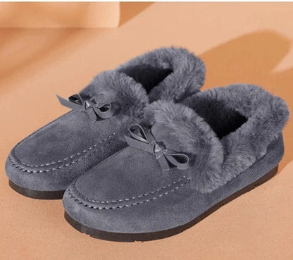 נעלי בית מוקסינים עם פרווה מלאכותית - נעלי אביגיל