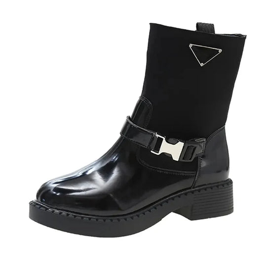 מגפוני "צ'לסי" עם אבזם, עקב: 4 ס"מ - נעלי אביגיל שחור / 35