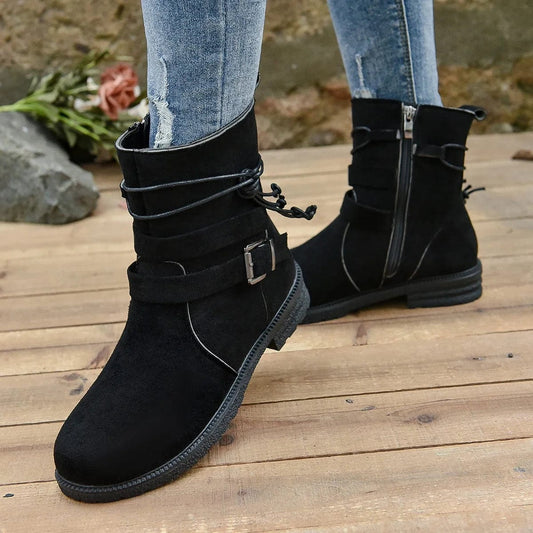 מגפוני "רומי שני" עם אבזם עיצוב מודרני - נעלי אביגיל שחור / 36