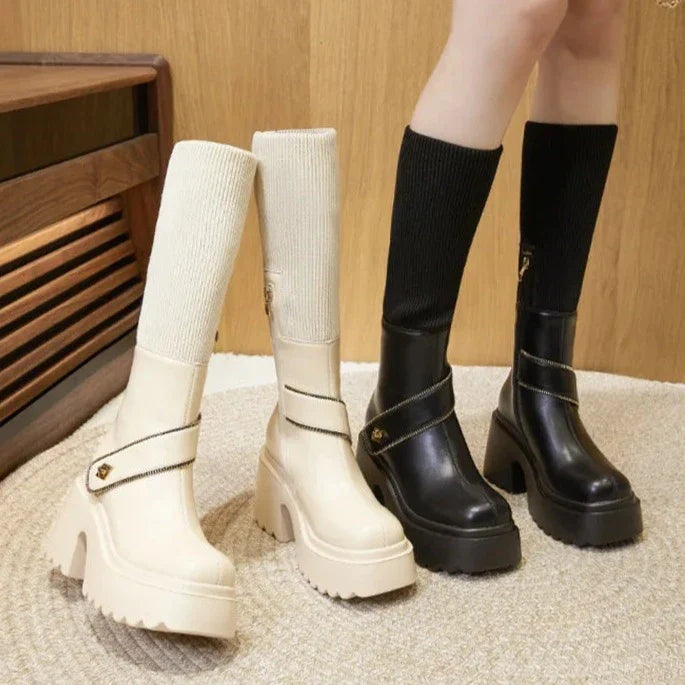 מגפי גרב פלטפורמה "אליס" גבוהות - נעלי אביגיל