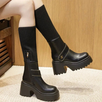 מגפי גרב פלטפורמה "אליס" גבוהות - נעלי אביגיל