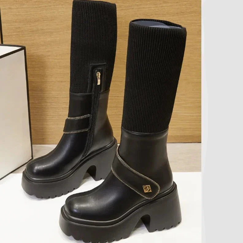 מגפי גרב פלטפורמה "אליס" גבוהות - נעלי אביגיל