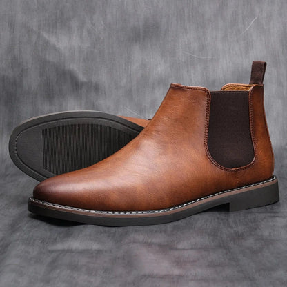 מגפי צ'לסי עיצוב בריטי רטרו אותנטי דמוי עור - נעלי אביגיל