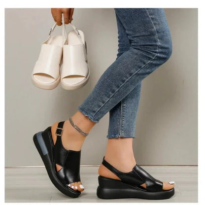 סנדלי פלטפורמה "לורן" דמוי עור איכותי