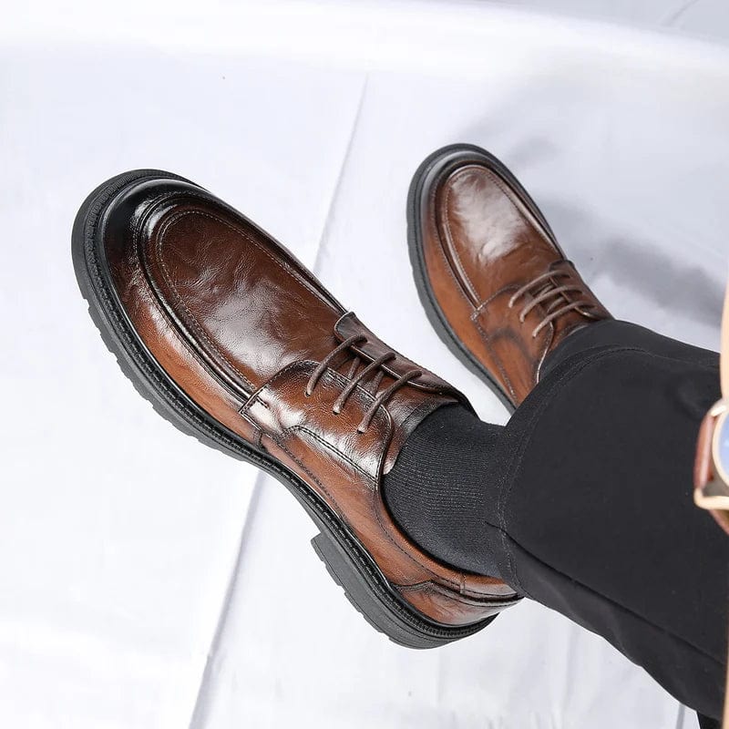 נעלי עור "אוסקר לוק" סוליה עבה עיצוב בריטי - נעלי אביגיל