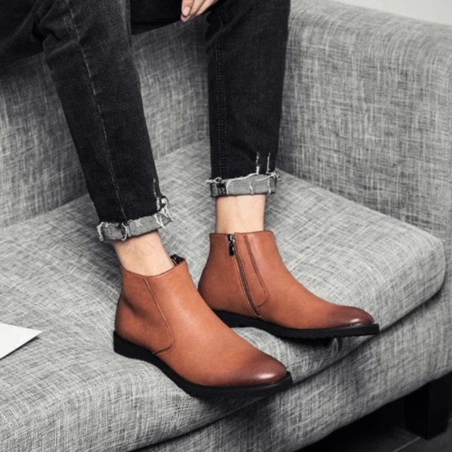 מגף עור בסגנון בריטי אותנטי - נעלי אביגיל