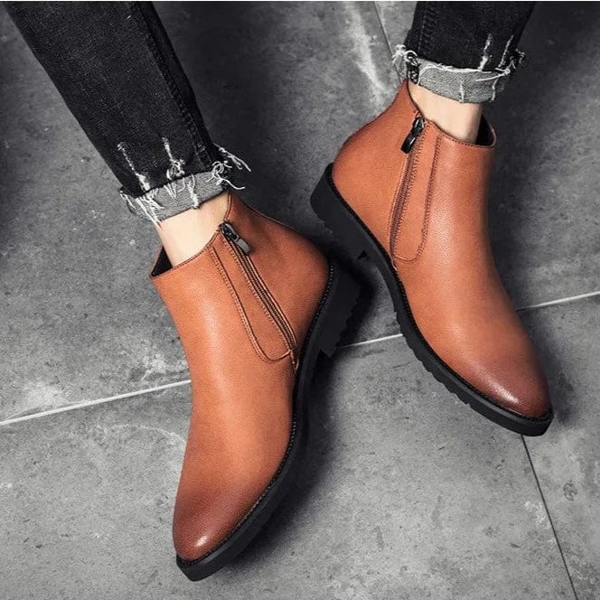 מגף עור בסגנון בריטי אותנטי - נעלי אביגיל