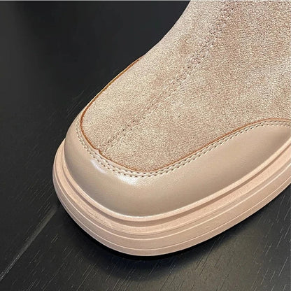 מגפי בד "מרטין" גבוהות עקב רחב - נעלי אביגיל