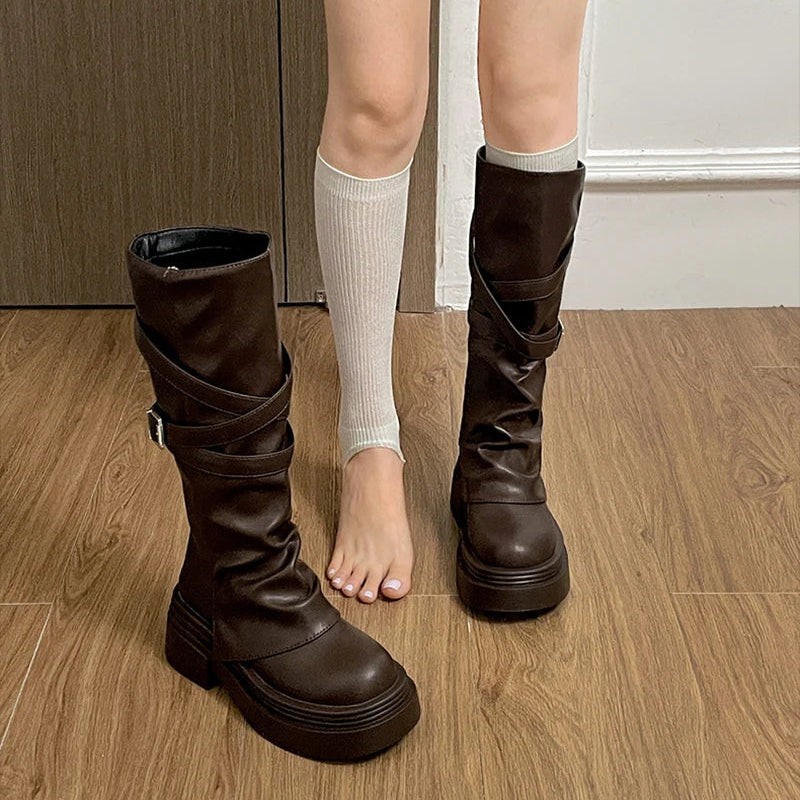 מגף וינטג' 'Solmes' דמוי עור