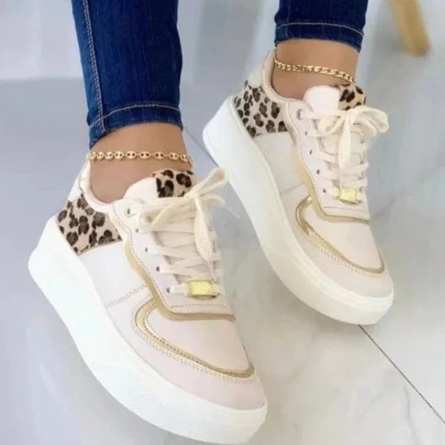 נעלי "קאנבה" סניקרס פלטפורמה סוליה עבה קולקציית 2024 - נעלי אביגיל בז' / 36