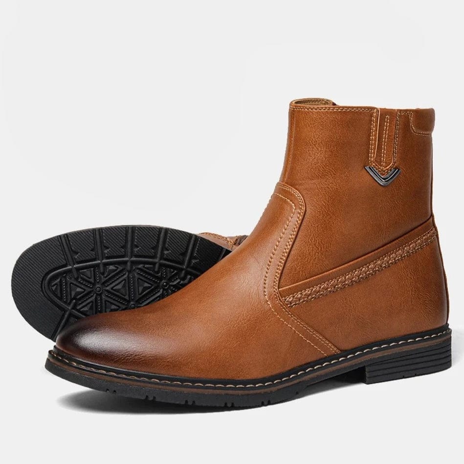 מגפוני "רובר" עיצוב איטלקי מודרני עם רוכסן צד - נעלי אביגיל חום / 40