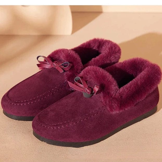 נעלי בית מוקסינים עם פרווה מלאכותית - נעלי אביגיל