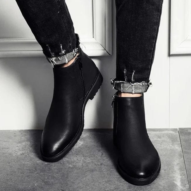 מגף עור בסגנון בריטי אותנטי - נעלי אביגיל