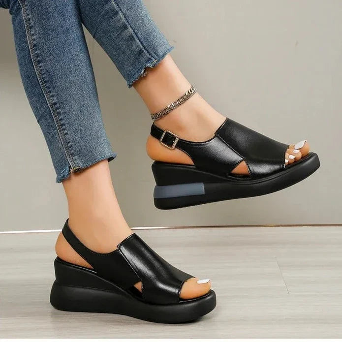 סנדלי פלטפורמה "לורן" דמוי עור איכותי