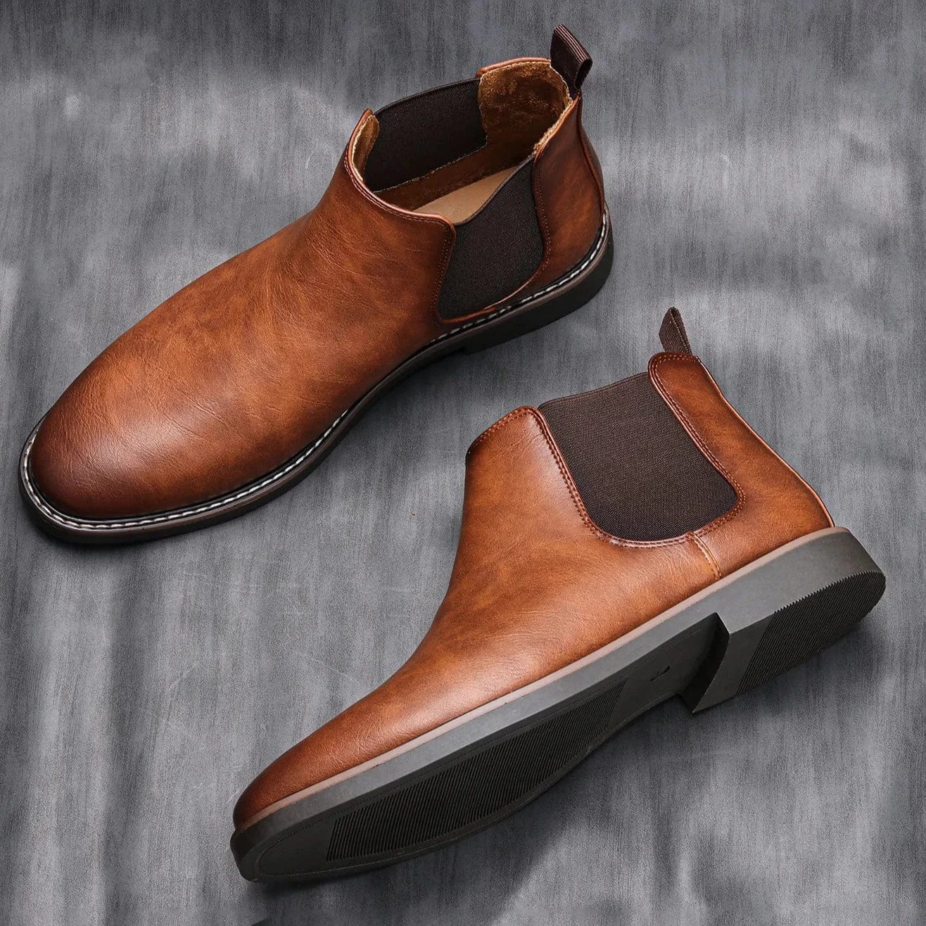 מגפי צ'לסי עיצוב בריטי רטרו אותנטי דמוי עור - נעלי אביגיל