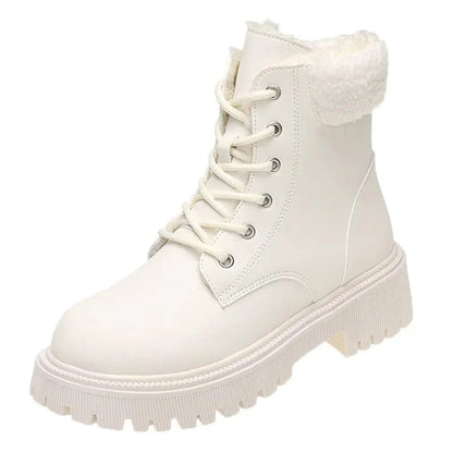 נעלי טרקטור "Rimo" עם פרווה פנימית, סוליה עבה - נעלי אביגיל לבן / 35