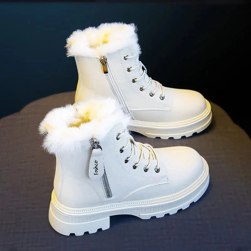 נעלי טרקטור "Martin" קטיפה עם רוכסן צד ופרווה מלאכותית - נעלי אביגיל