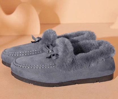 נעלי בית מוקסינים עם פרווה מלאכותית - נעלי אביגיל